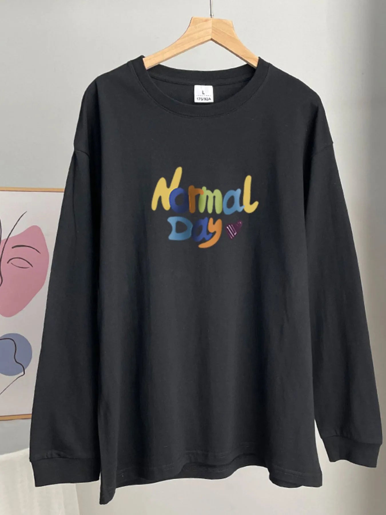 Normal Day Long Sleeve T-Shirt Black - Fashorio