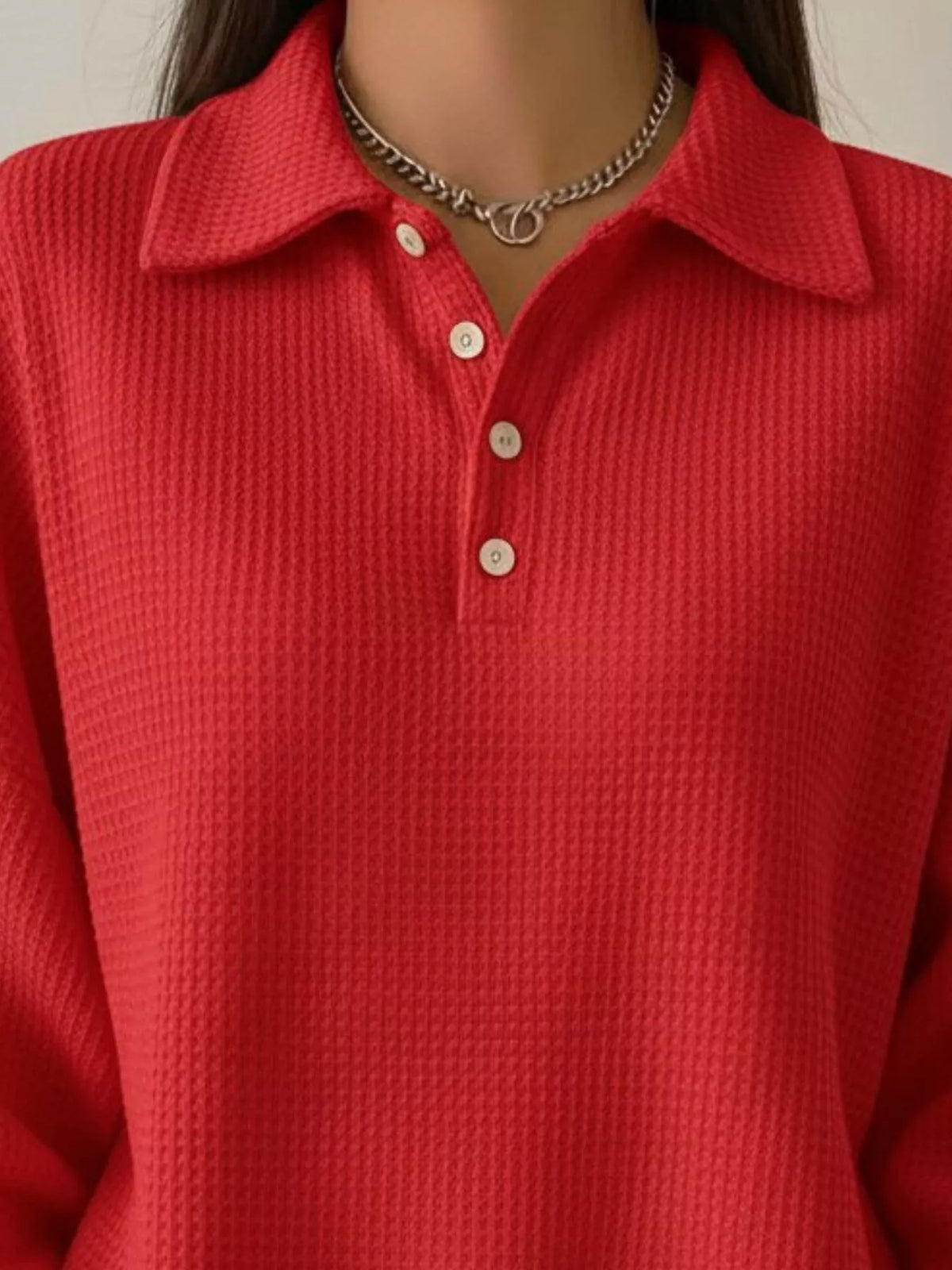 Waffle knit top alternate color full look