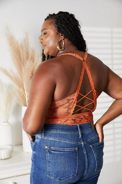 JadyK Juliette Full Size Crisscross Lace Bralette - Fashorio