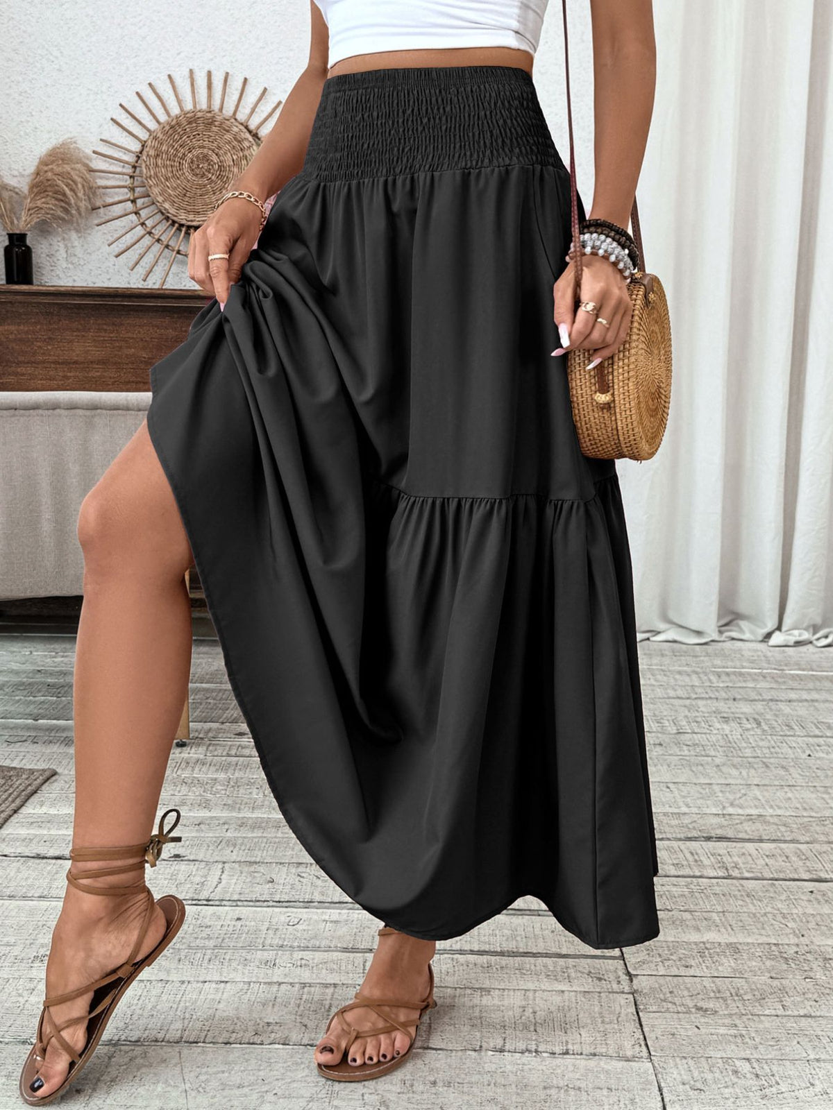 Smocked waist skirt in another available color