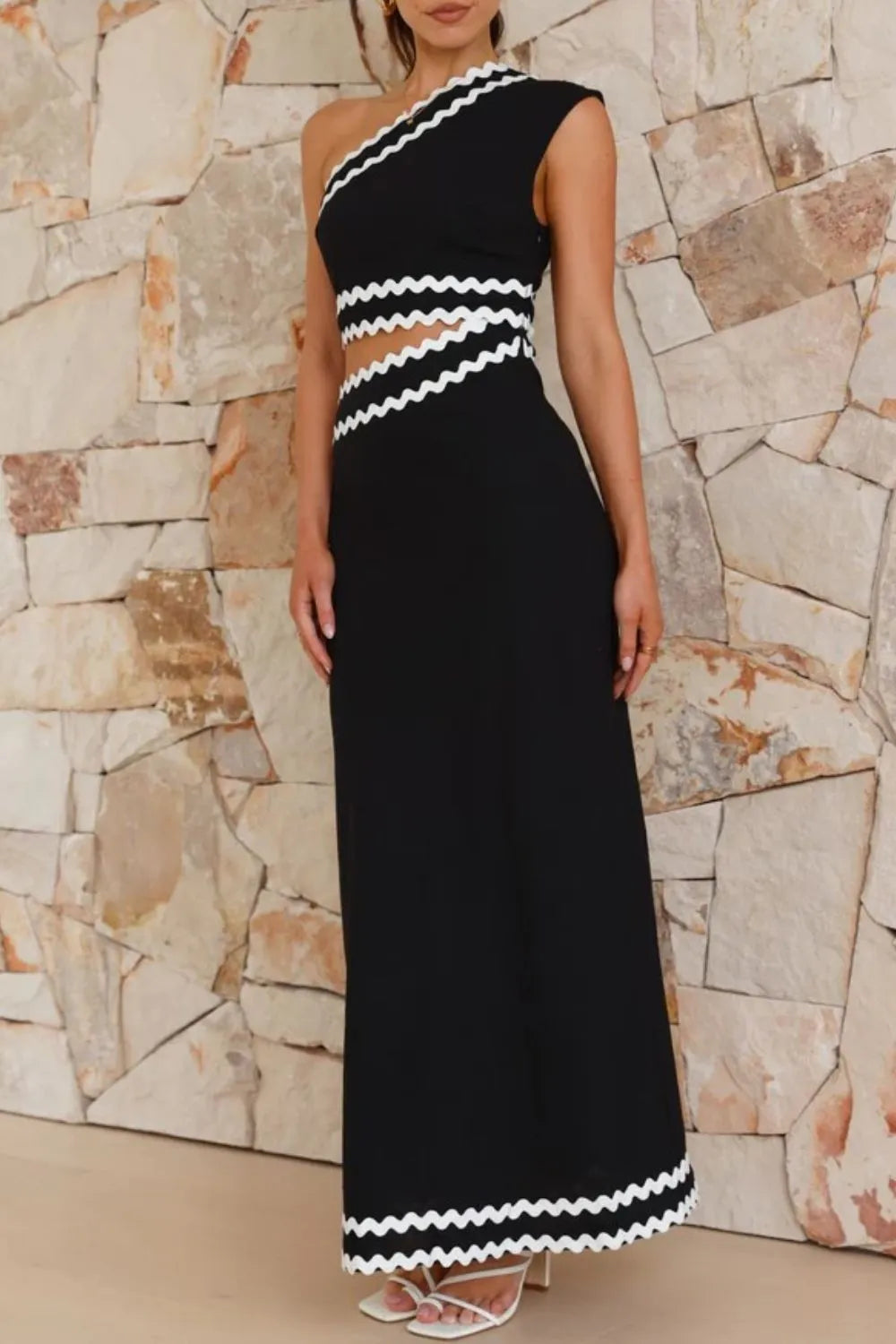 Cutout single shoulder dress full length styling