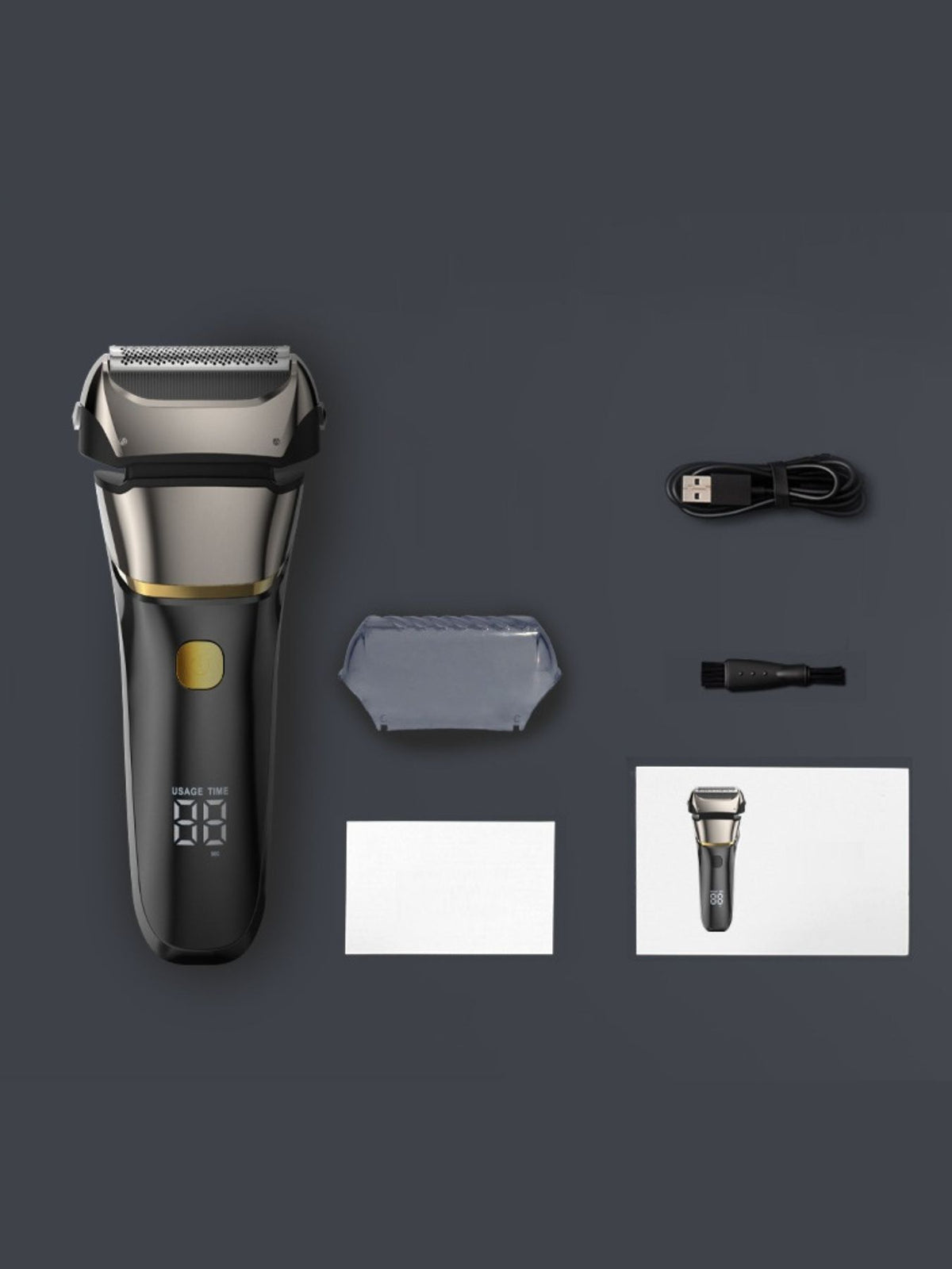 Electric shaver side profile in silver