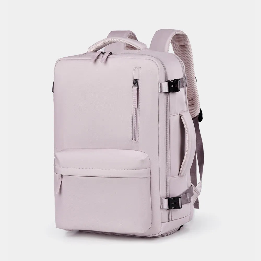 Oxford cloth backpack with side pockets zip and hardware detail