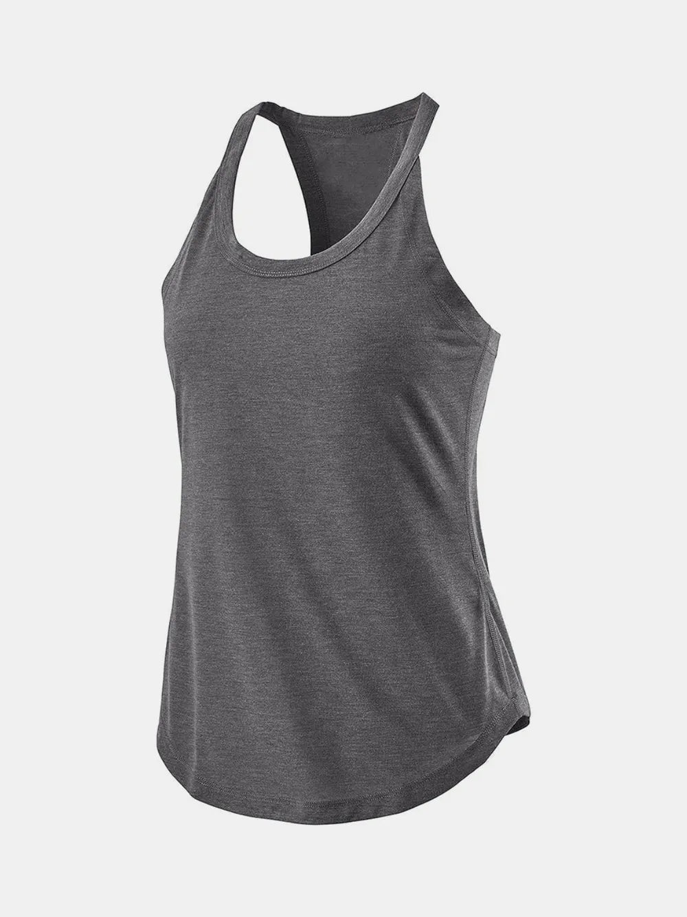 Scoop Neck Active Tank Dark Gray - Fashorio