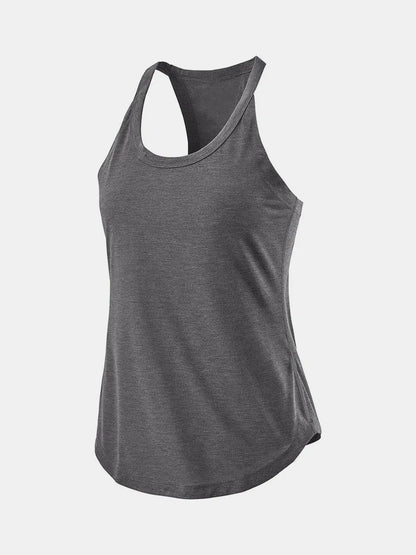 Scoop Neck Active Tank Dark Gray - Fashorio