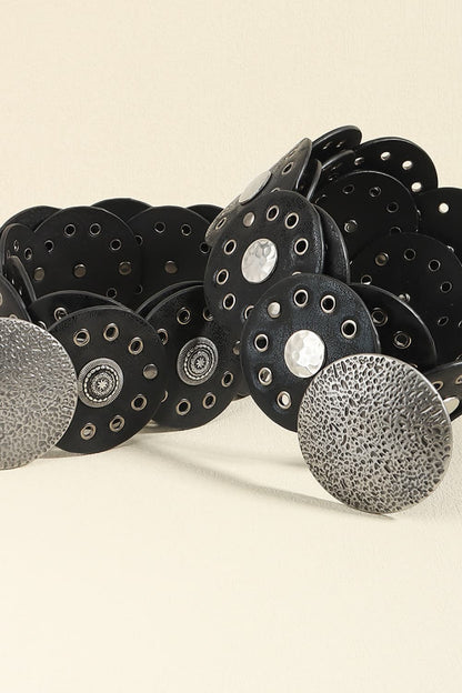Round Shape PU Leather Belt - Fashorio