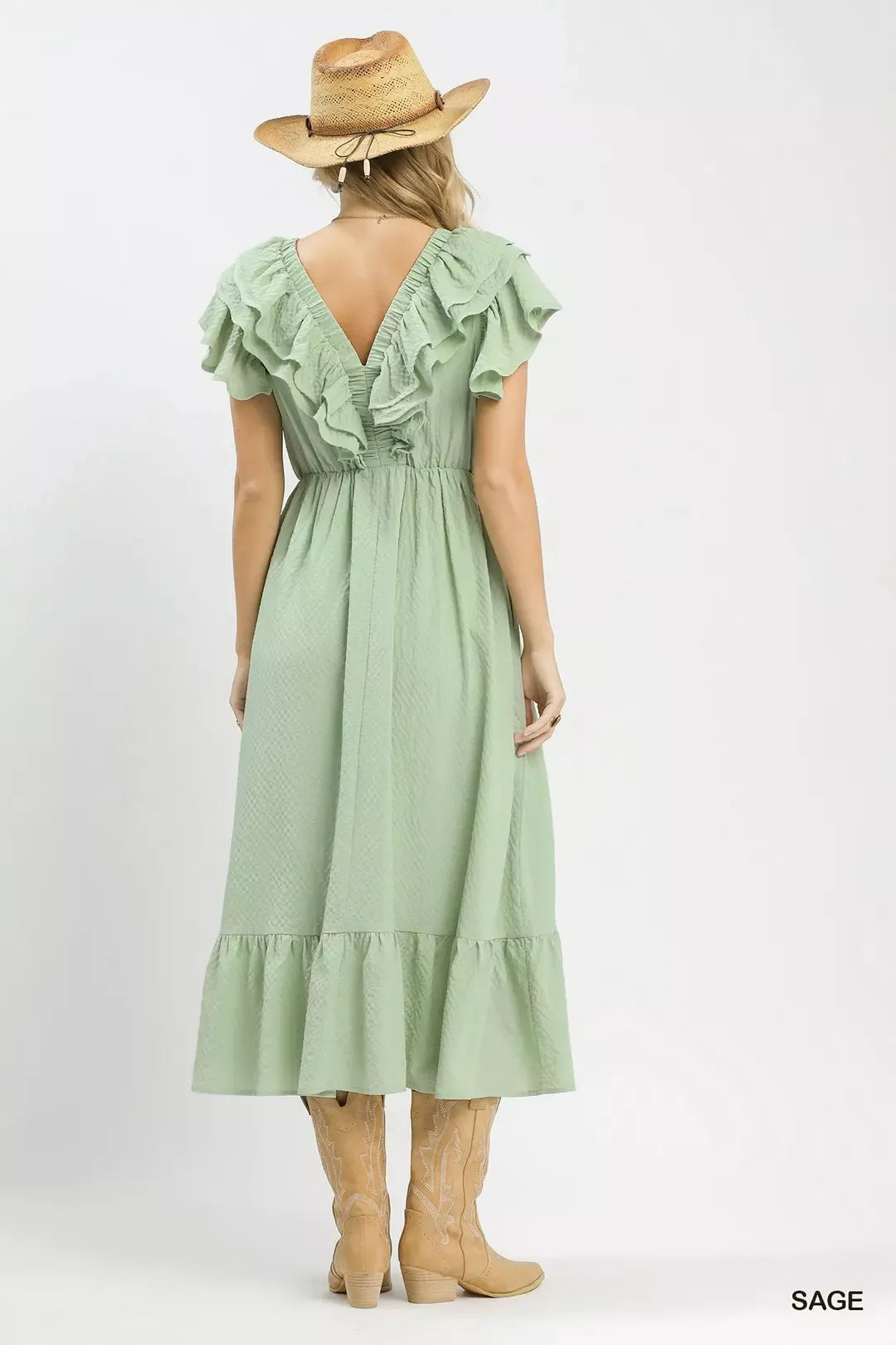 Textured Ruffle Midi Dress detail