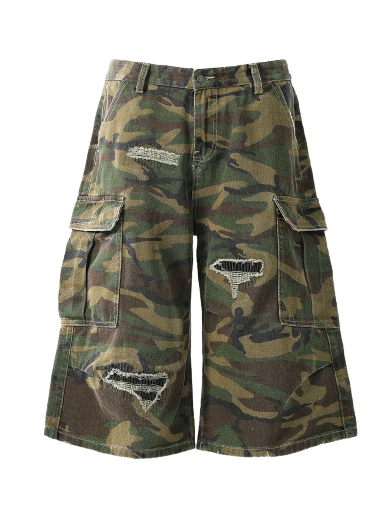 Men's Distressed Camouflage Cargo Shorts Camouflage - Fashorio