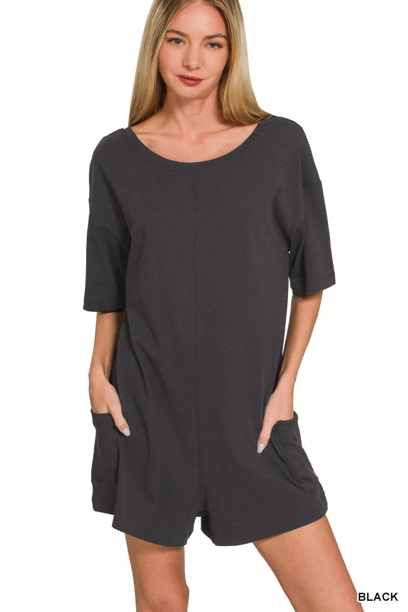 V Or Scoop Neck Reversible 2 Way Romper back view