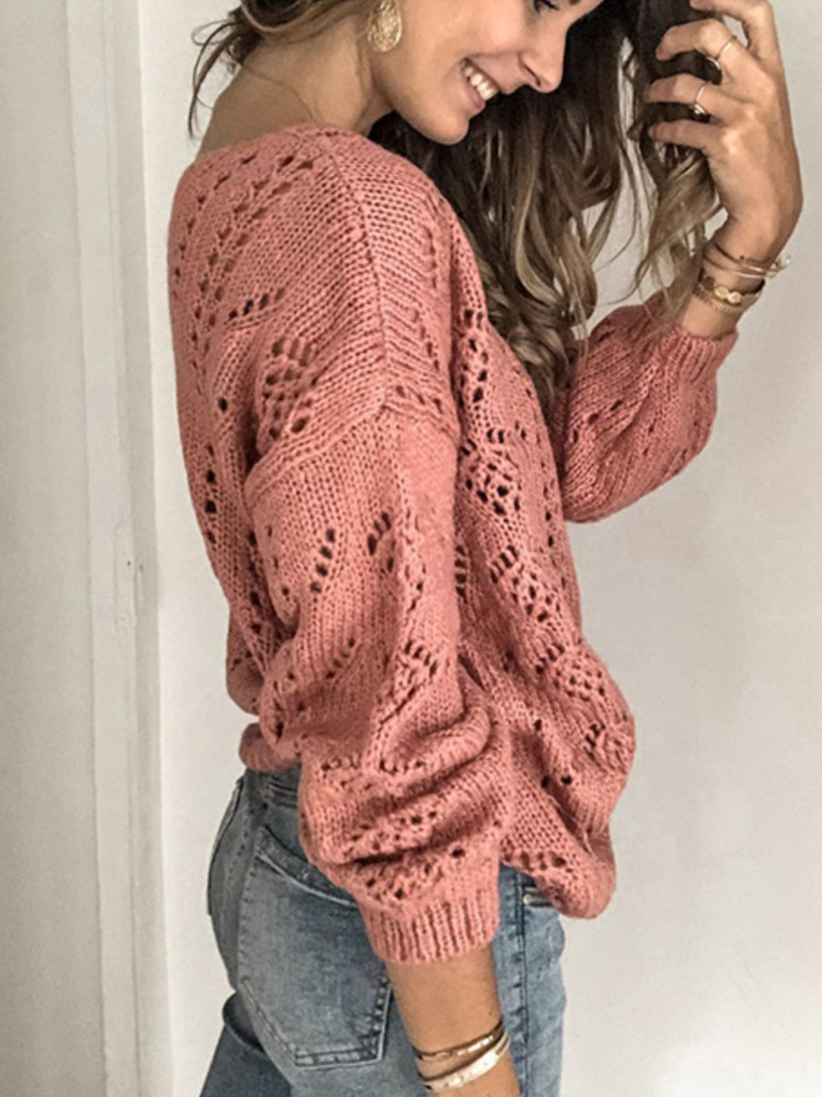 V neck cardigan back view