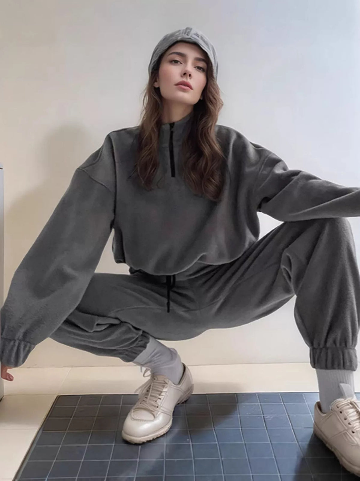 Quarter Zip Sweatshirt and Pants Lounge Set, view 21