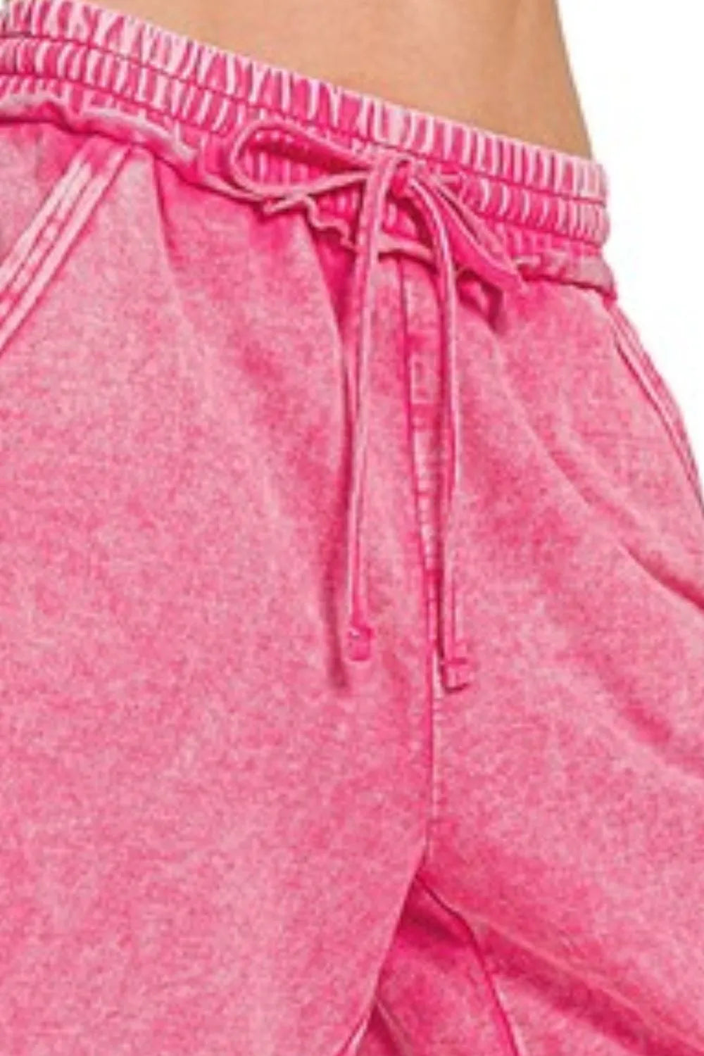 Zenana Washed French Terry Palazzo With Pockets - Fashorio