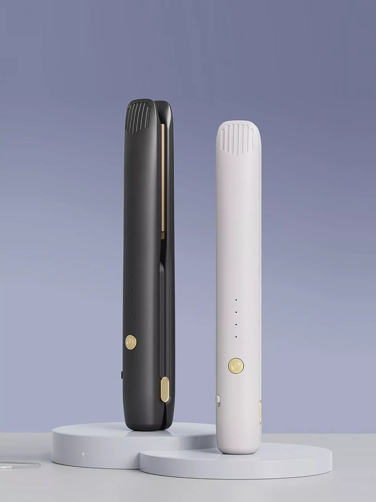 2 in 1 portable hair straightener and curler front view