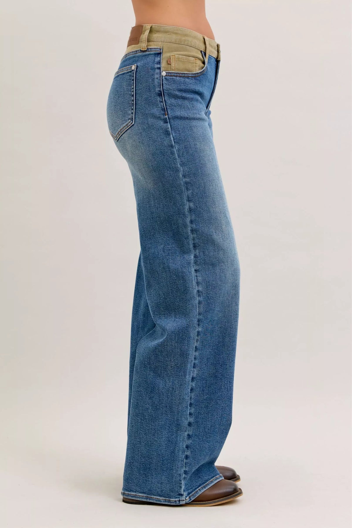 Judy Blue corduroy waist column jeans side view