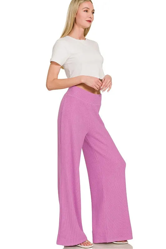 Zenana Rolled Sleeve Top and Pants Sweater Set - Fashorio