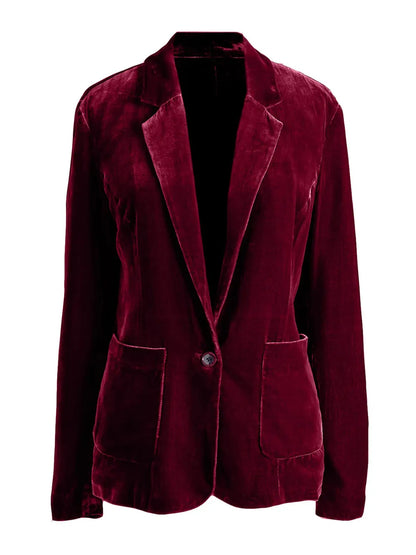 Pocketed Button Up Lapel Collar Blazer - Fashorio
