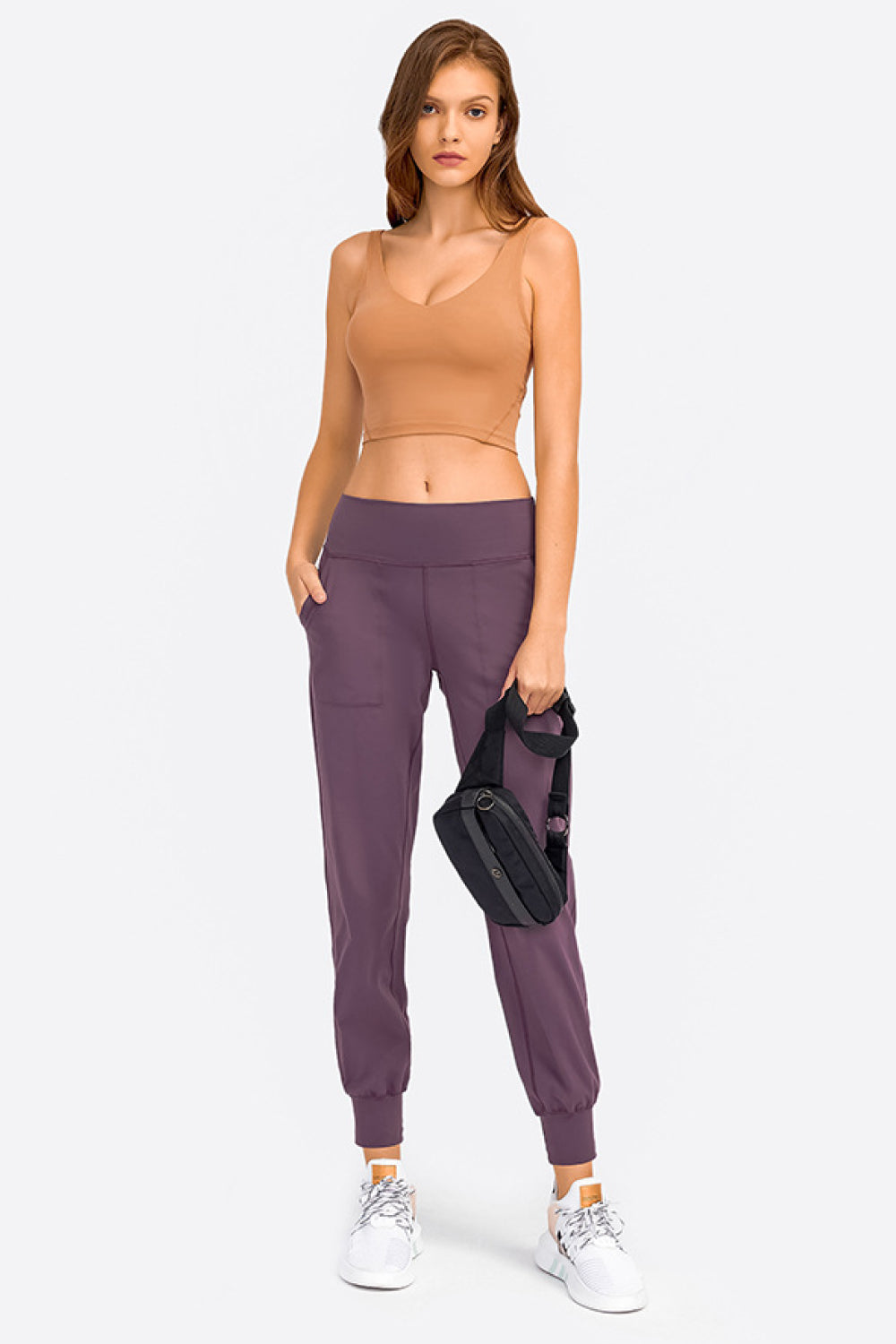 Millennia Deep V-Neck Crop Sports Bra Squash - Fashorio