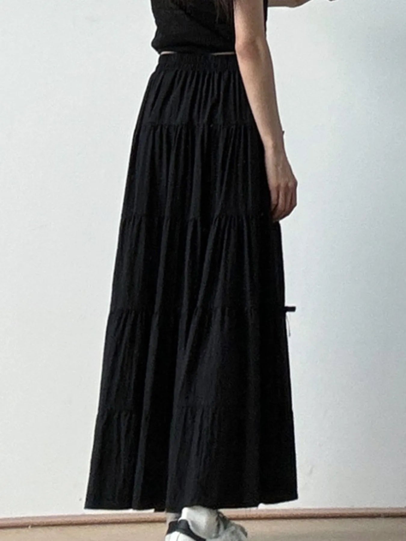 Tiered Elastic Waist Maxi Skirt - Fashorio