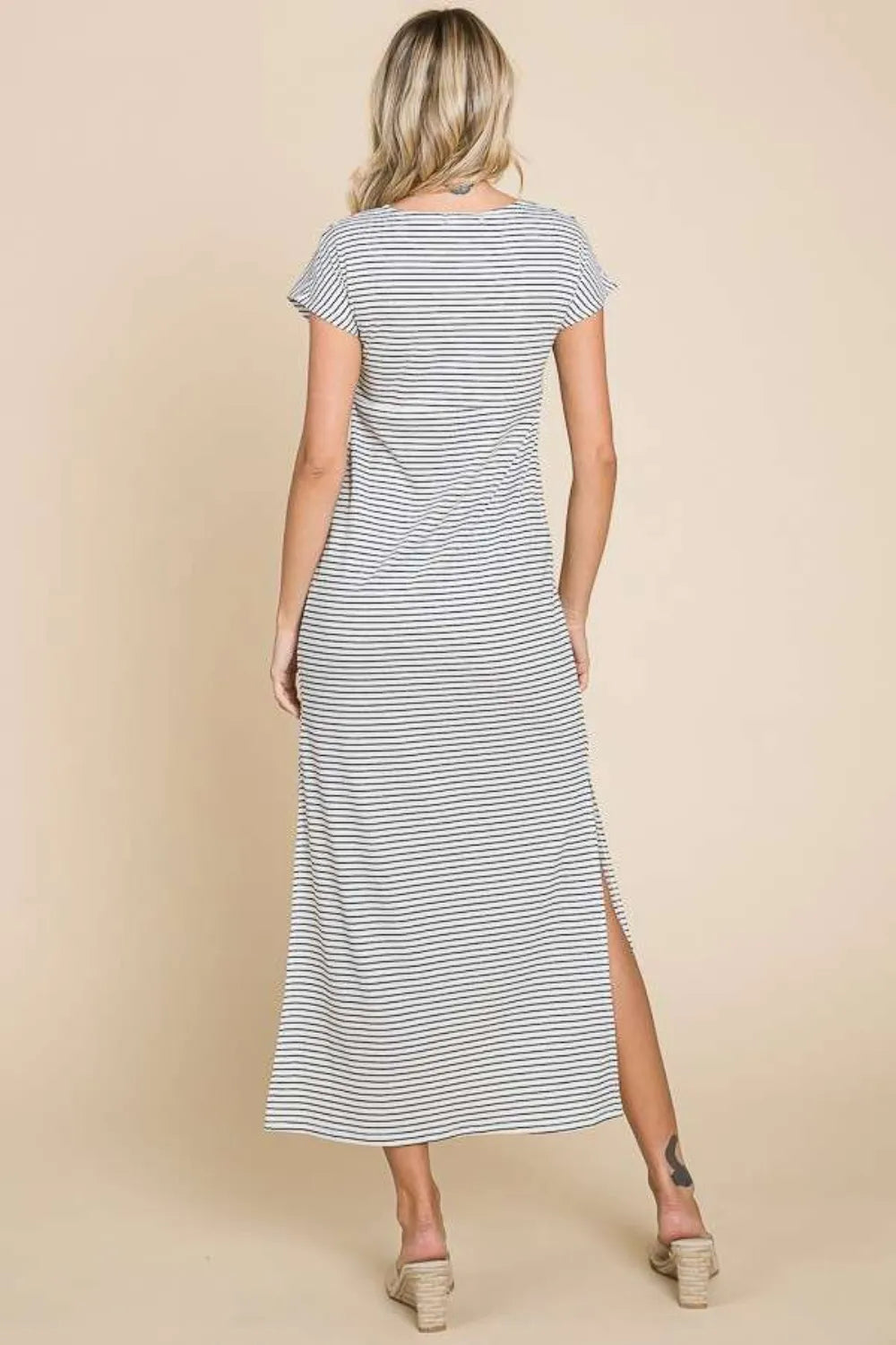 Striped Twisted Detail Dress back view