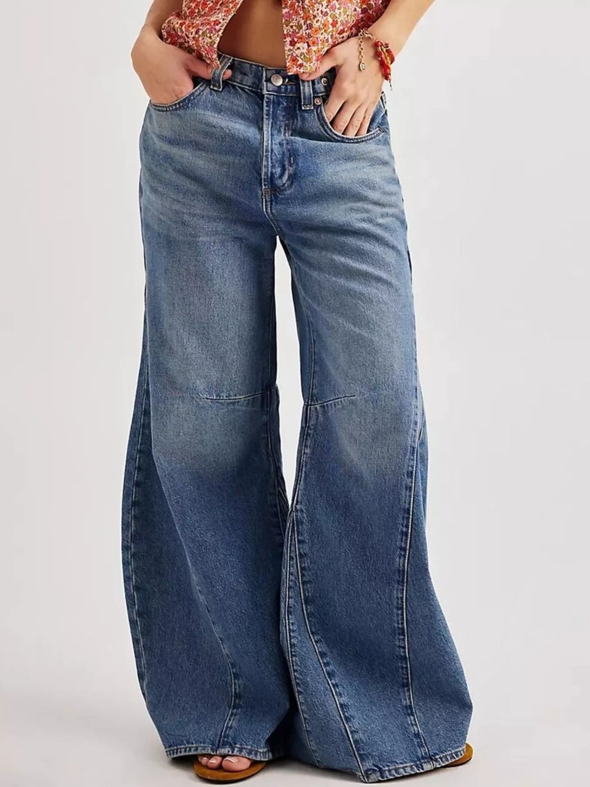Washed Wide Leg Jeans, view 9