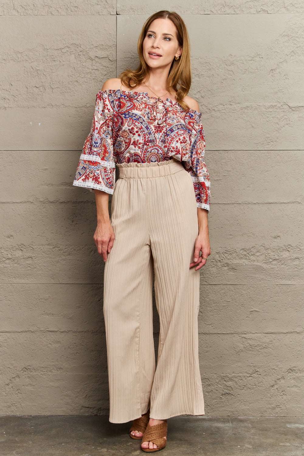 Three quarter sleeve boho blouse back view