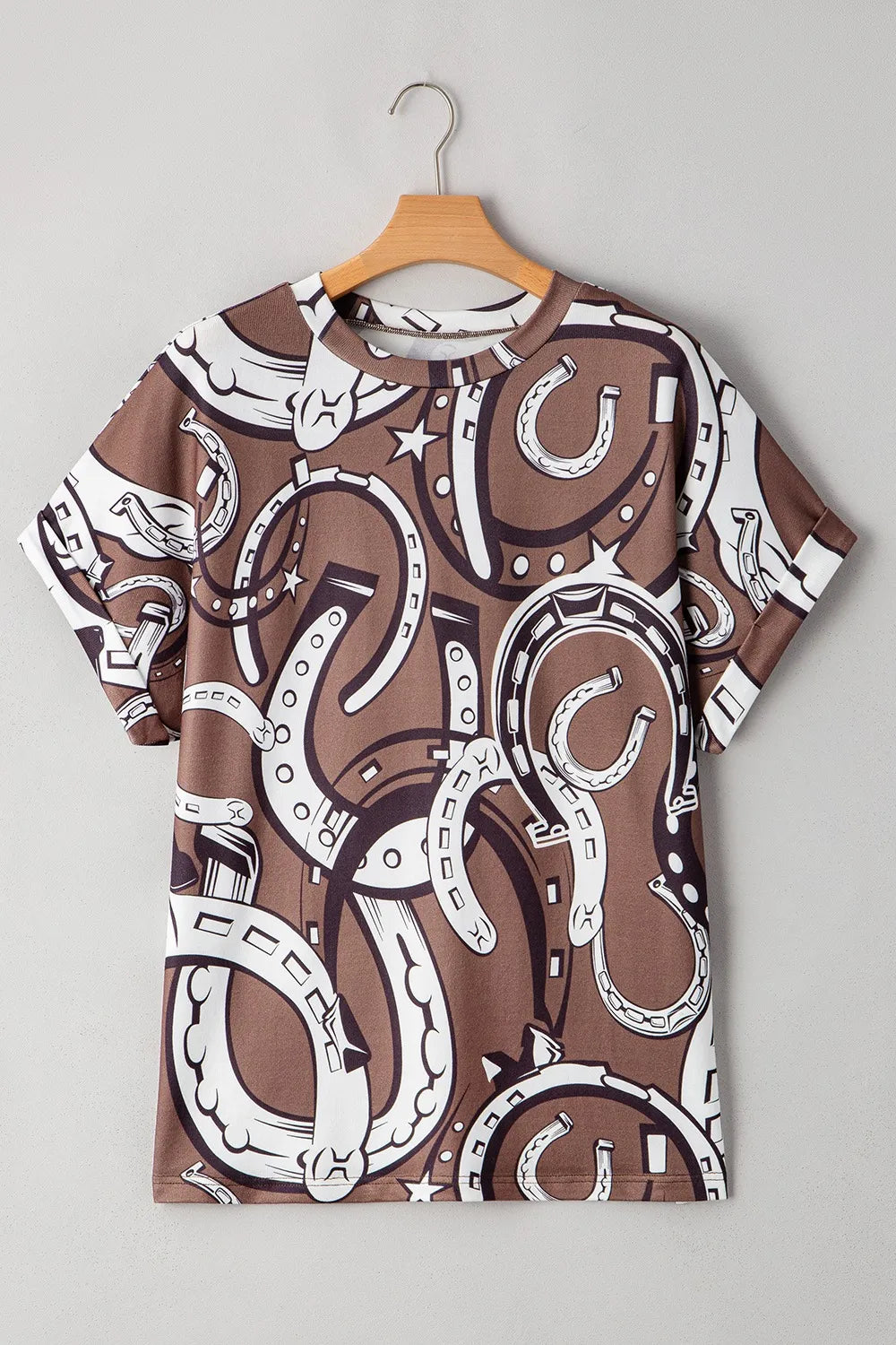 Printed Round Neck Short Sleeve T-Shirt - Fashorio