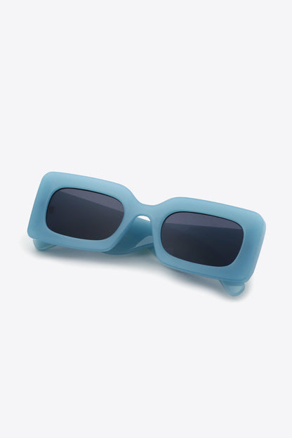 Polycarbonate Frame Rectangle Sunglasses Teal One Size - Fashorio