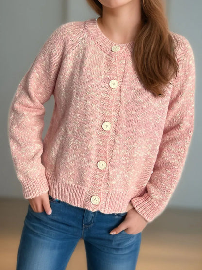 Heathered Button Down Long Sleeve Cardigan - Fashorio