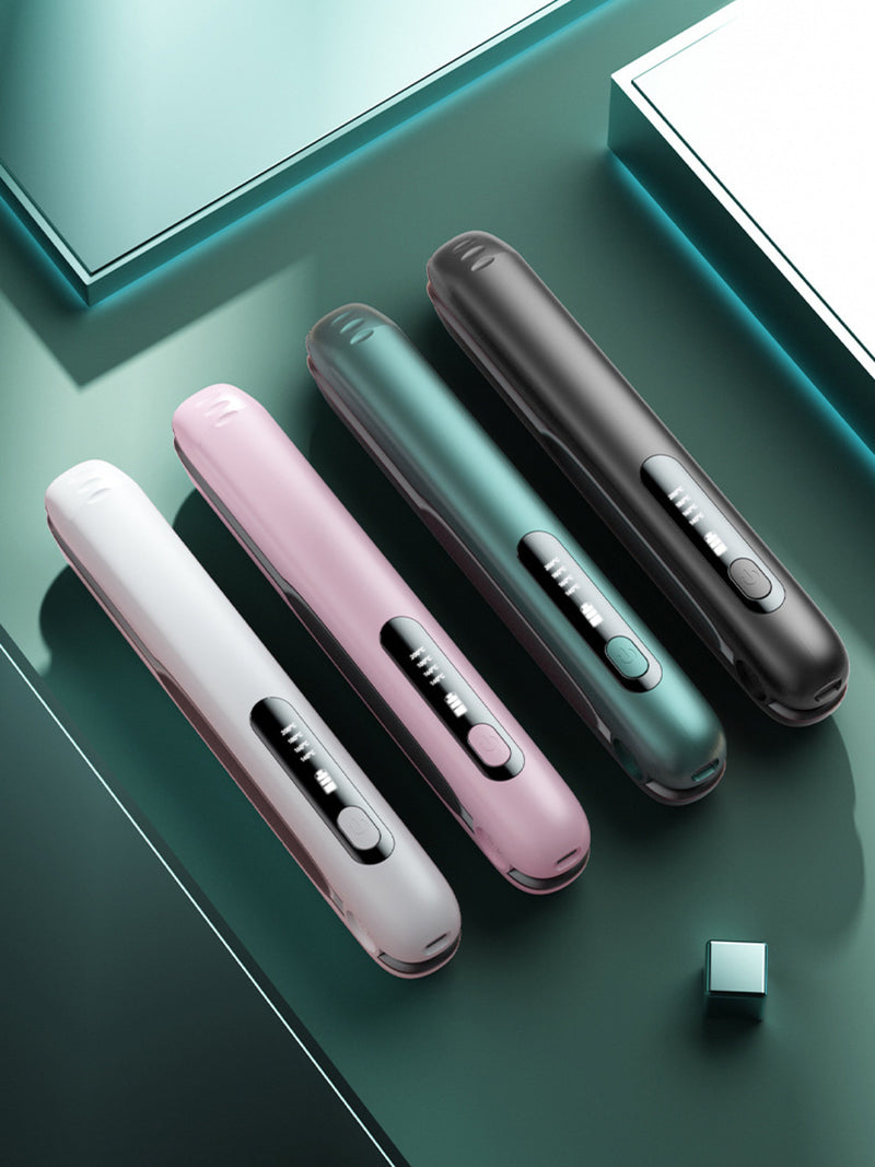 Cordless hair straightener in dark green