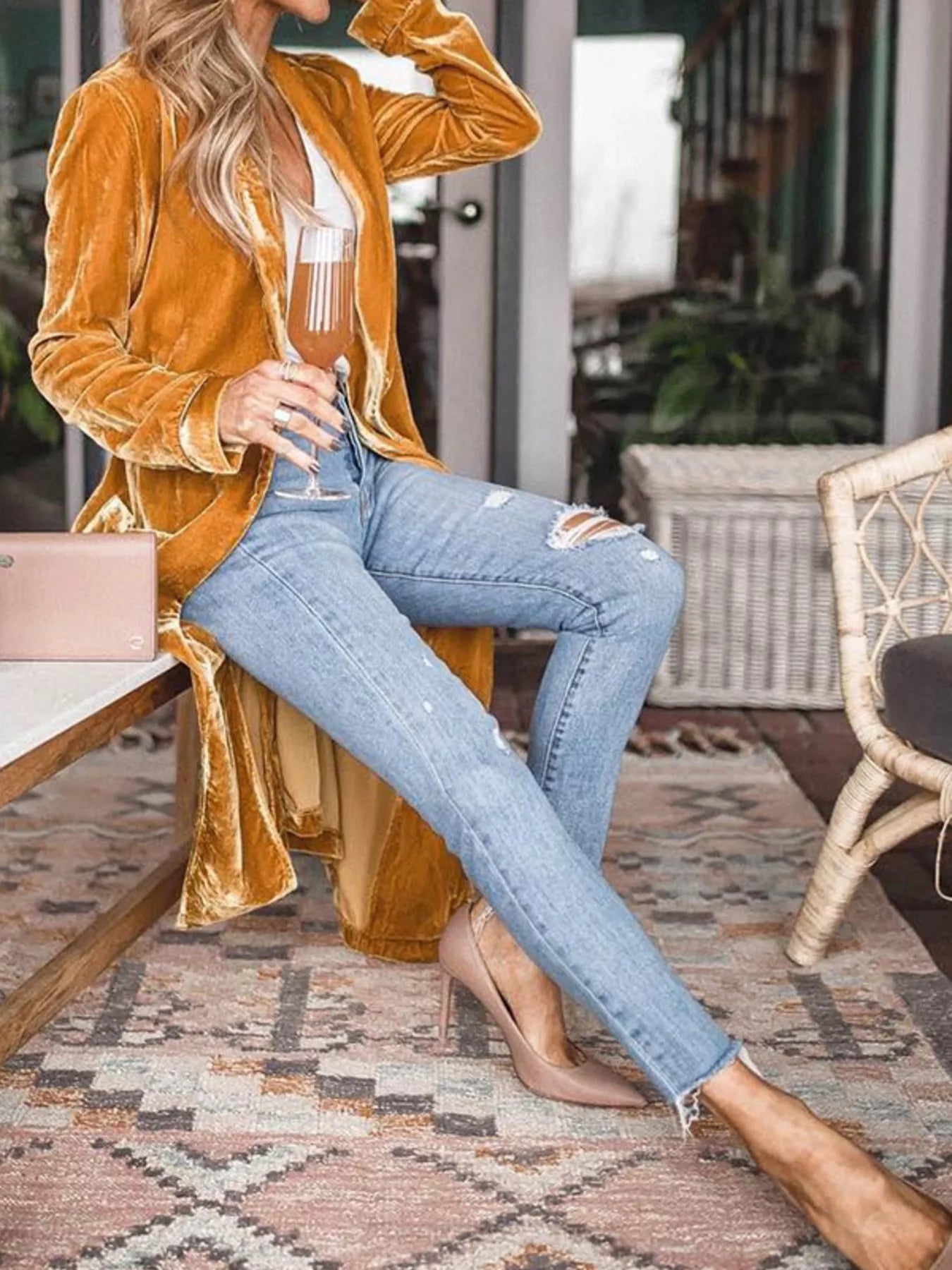 Open Front Long Sleeve Longline Cardigan - Fashorio