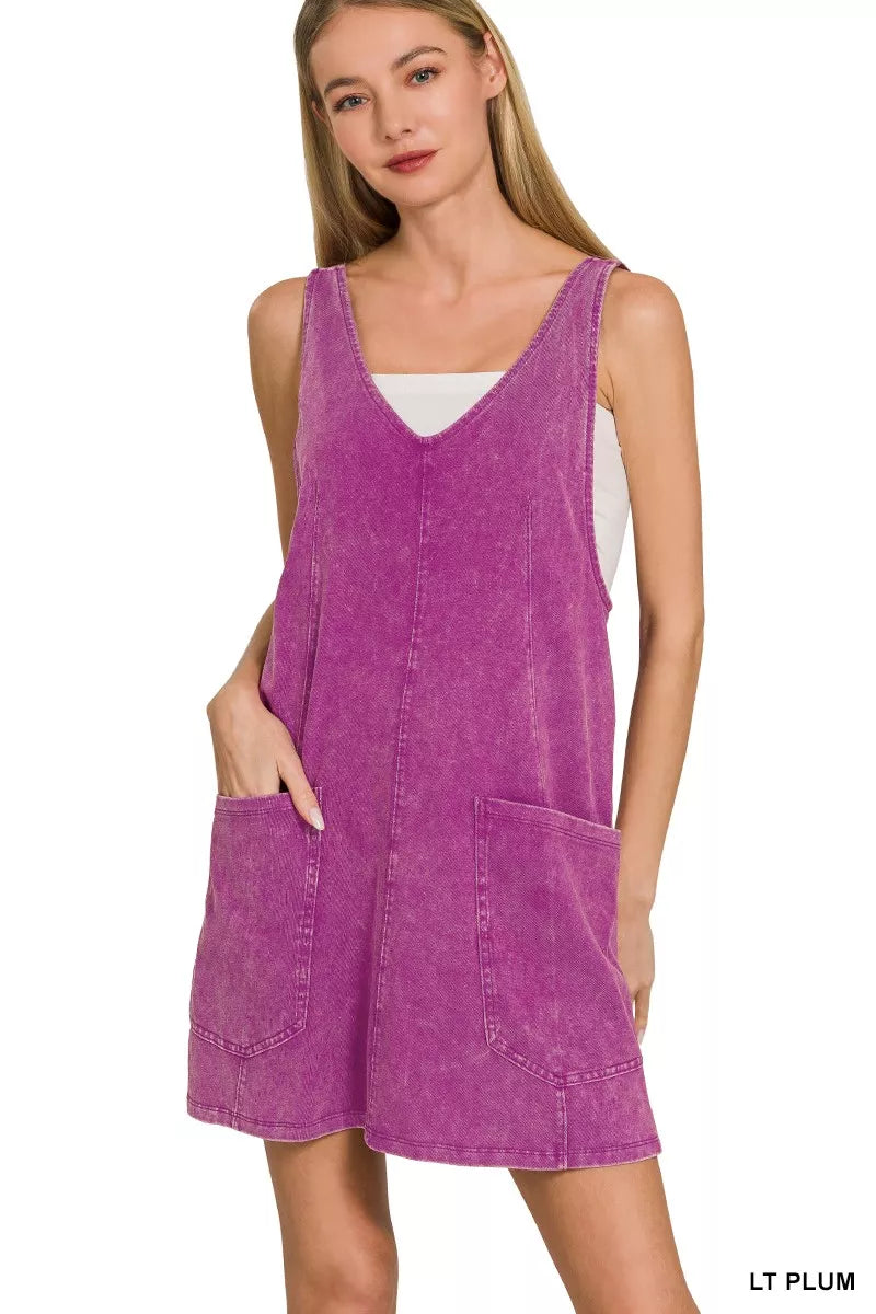 Acid Washed Overall Knit Mini Dress back view