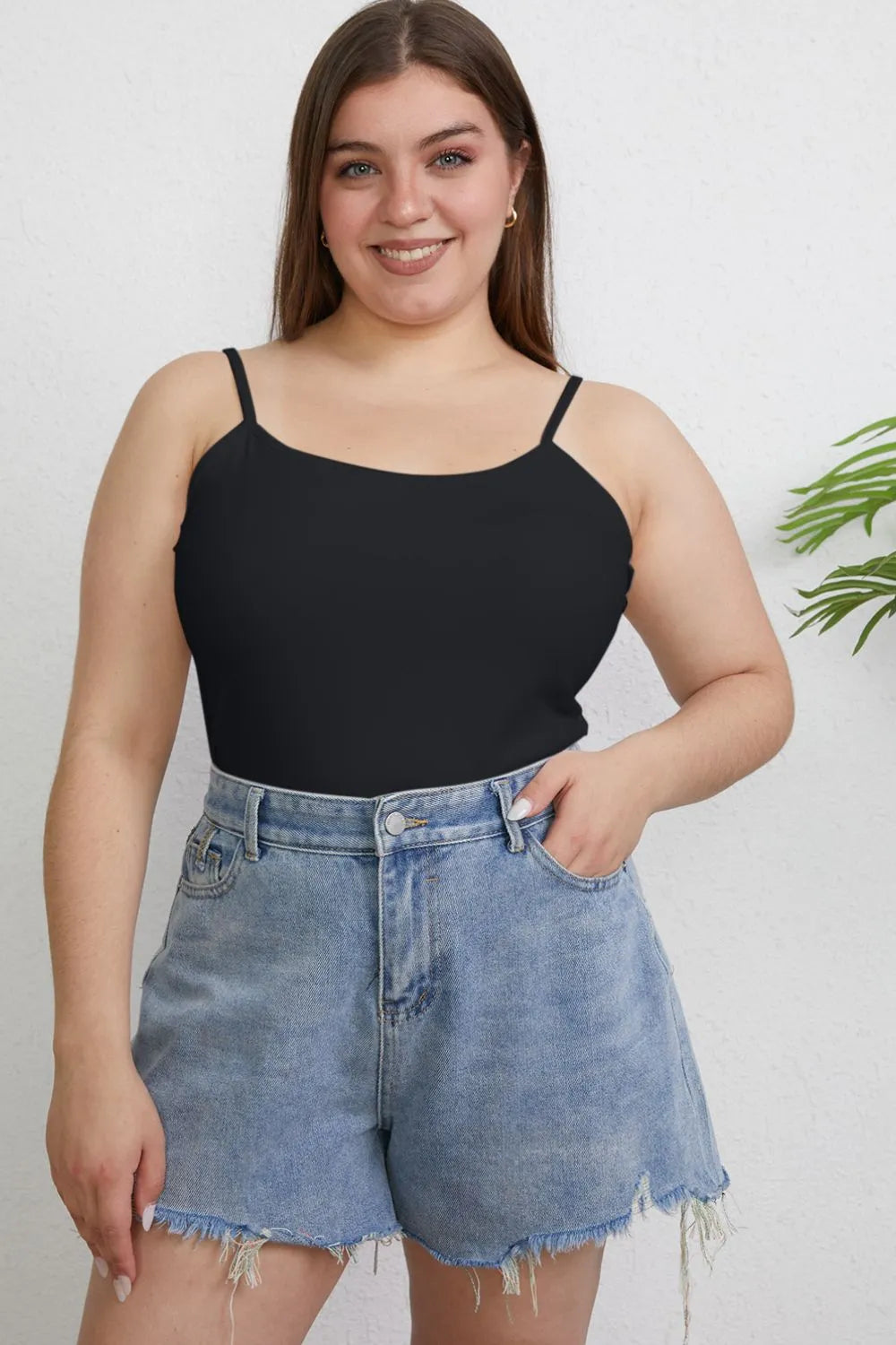 Back view of the round neck sleeveless cami