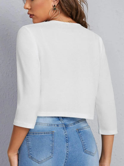 Open Front 3/4 Sleeve Blazer - Fashorio