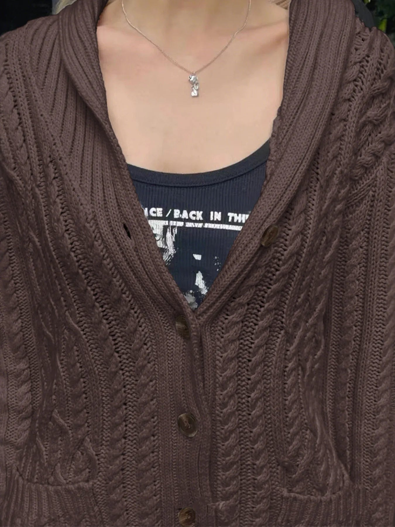 Cable Knit Button Up Cardigan - Fashorio