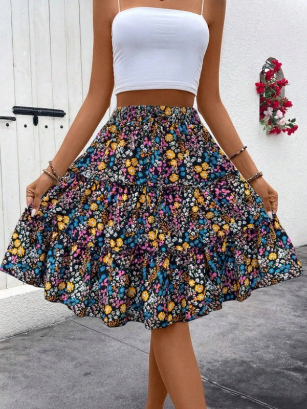 Floral Print Midi Skirt - Fashorio