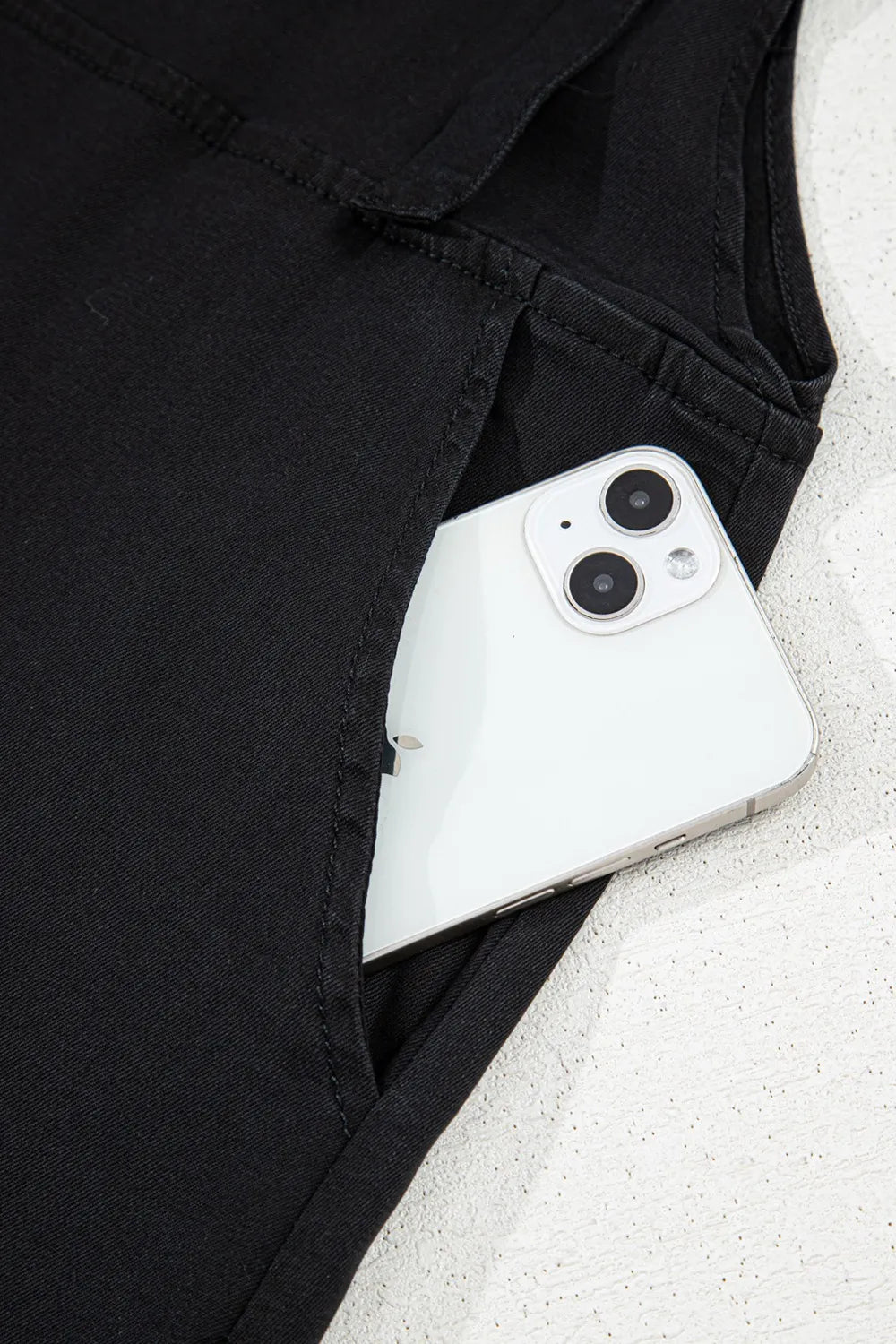 Square Neck Denim Overalls with Pockets - Fashorio