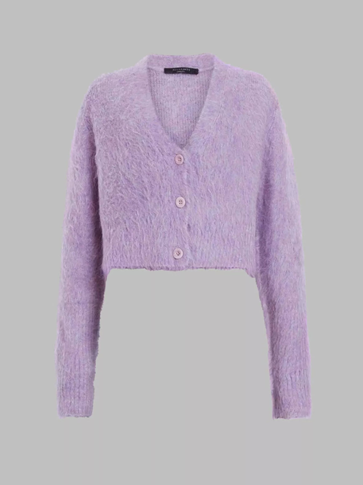 fluffy knit cropped cardigan side view