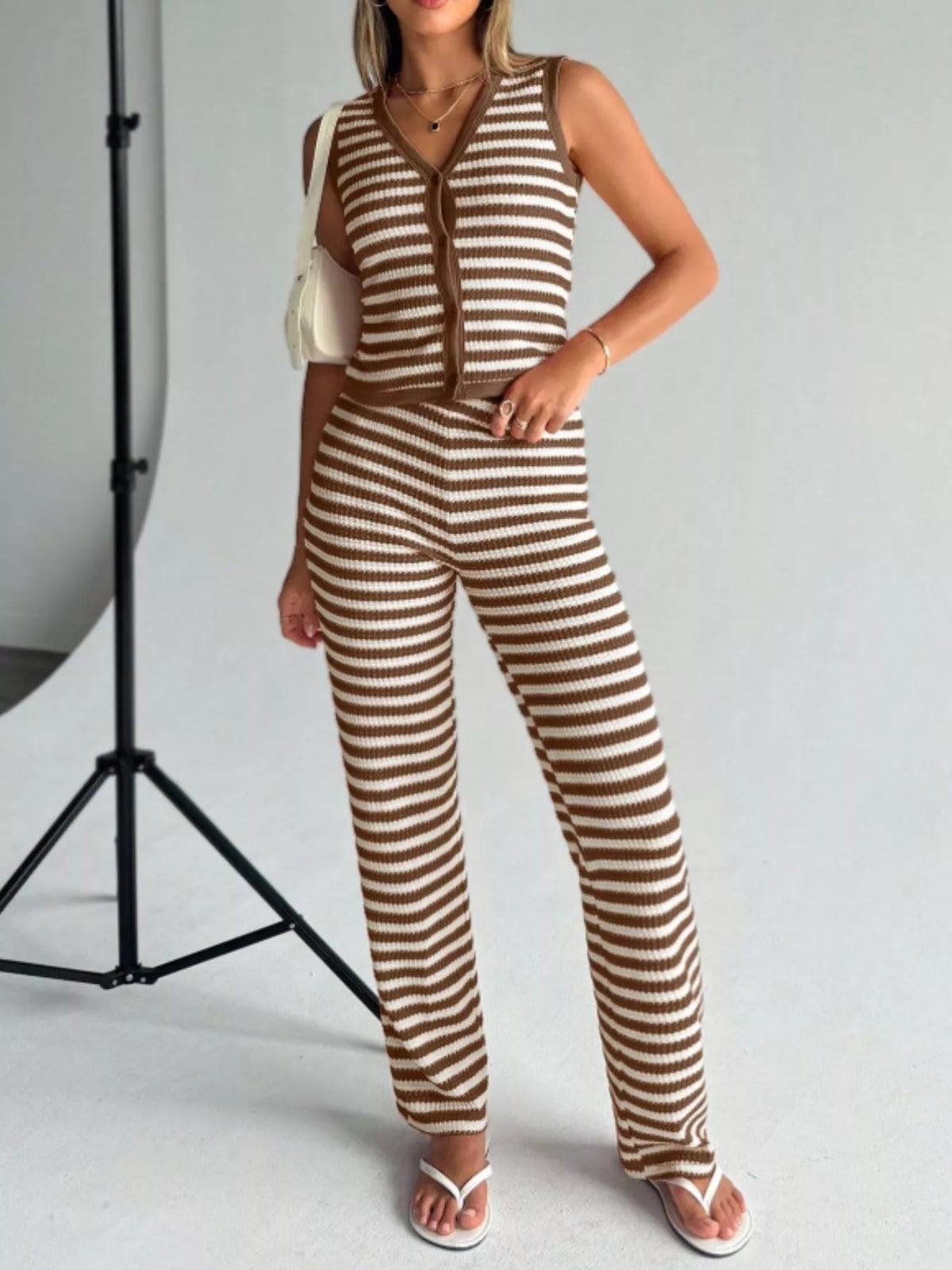 Coordinated flare pants set full length