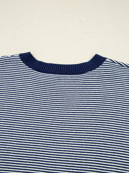 Stripe Dolman Oversize Tunic Sweater - Fashorio