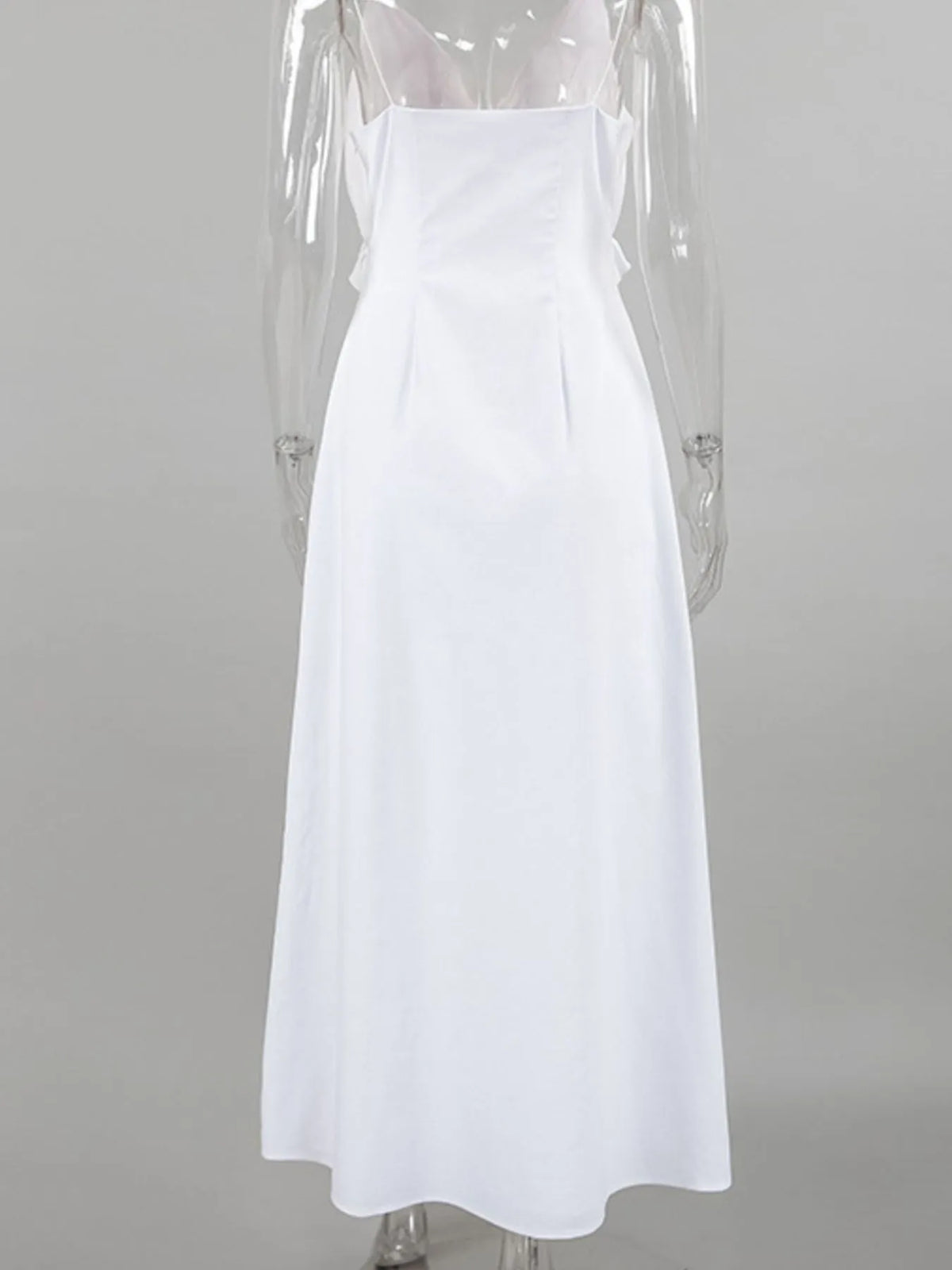 White ruffled maxi dress styling