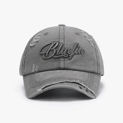 Embroidered Letter Cotton Baseball Cap Gray One Size - Fashorio