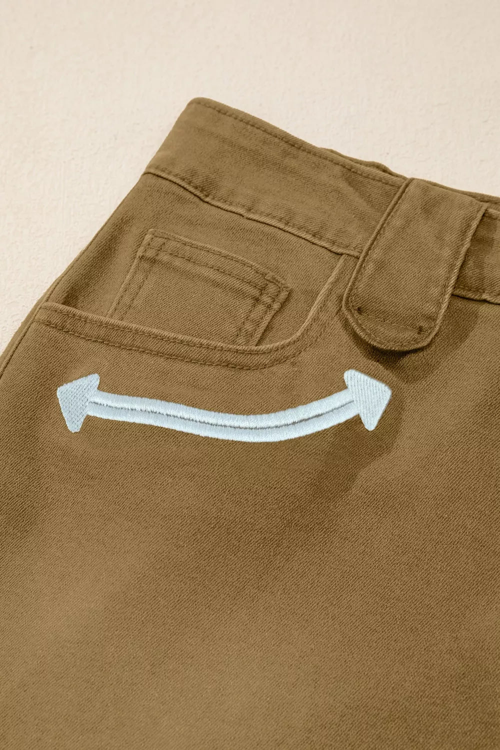 Pocket and stitching detail on womens denim shorts
