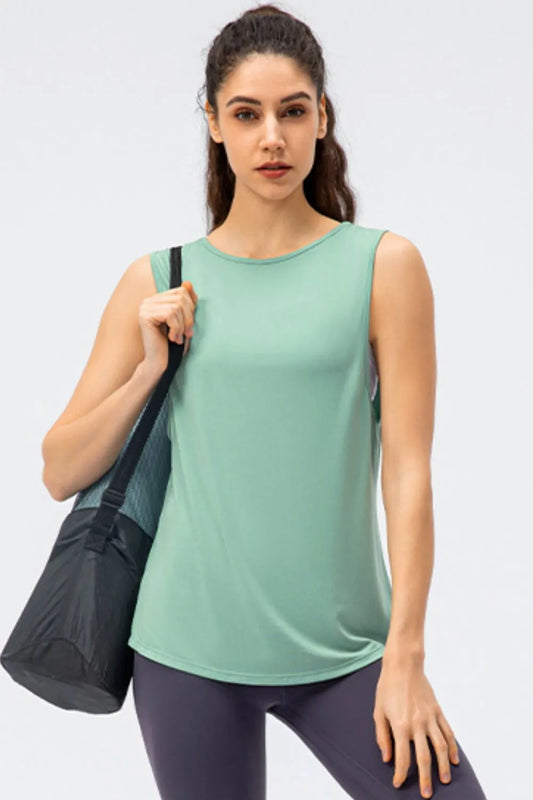 Cutout Reversible Active Tank Turquoise - Fashorio