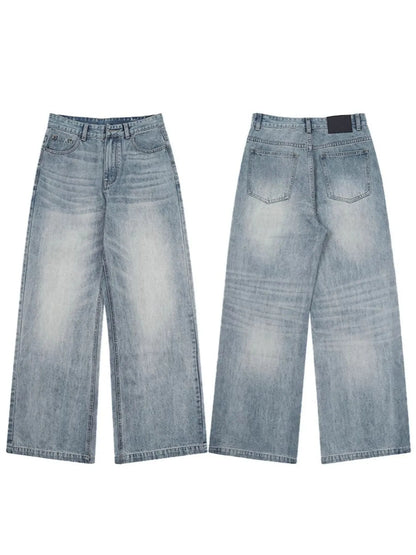 Men's Full Size Washed Wide Leg Jeans Plus Size - Fashorio