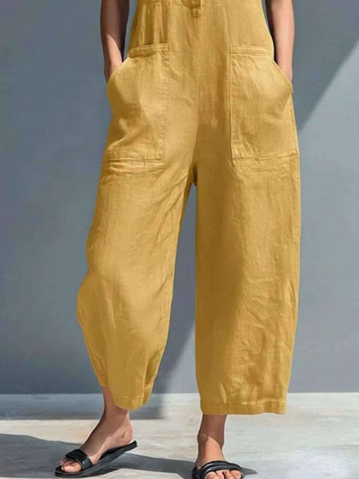 Sleeveless jumpsuit angled view