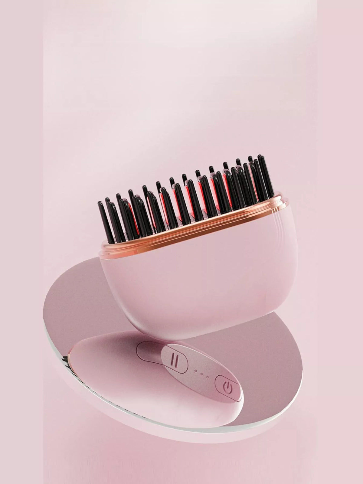 Straightening comb heated teeth close up
