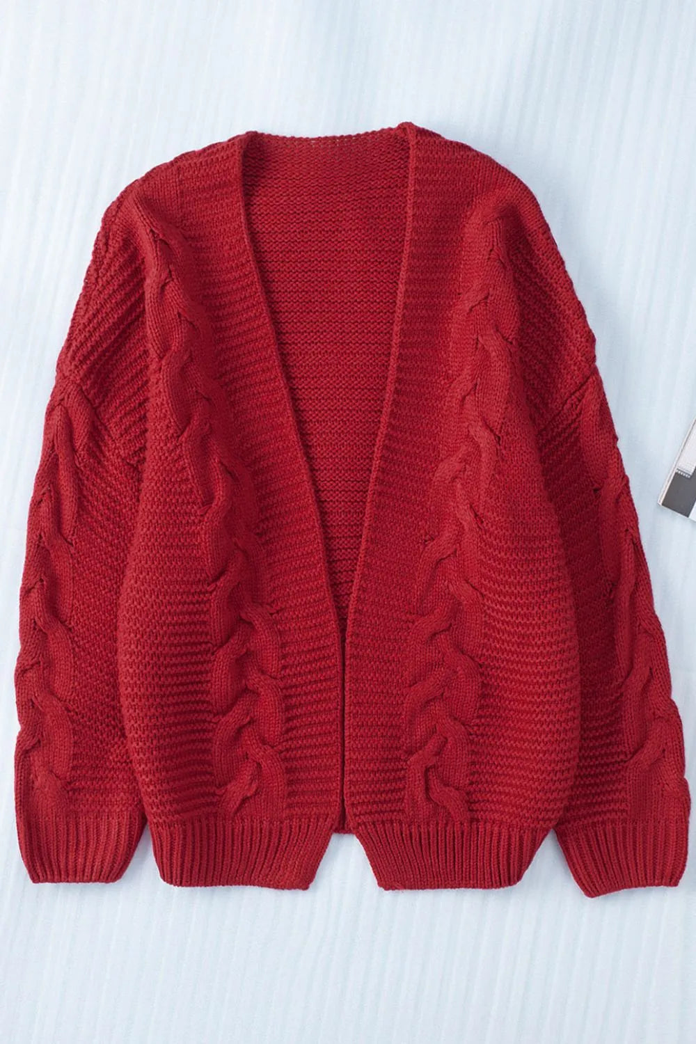Cable-Knit Open Front Cardigan - Fashorio
