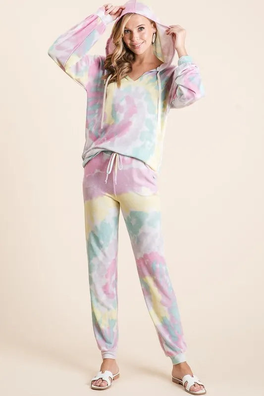 BiBi Tie Dye French Terry Casual Pants - Fashorio