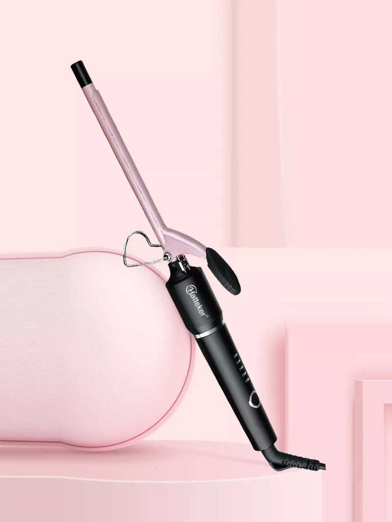 Pink fast heating curling wand front view
