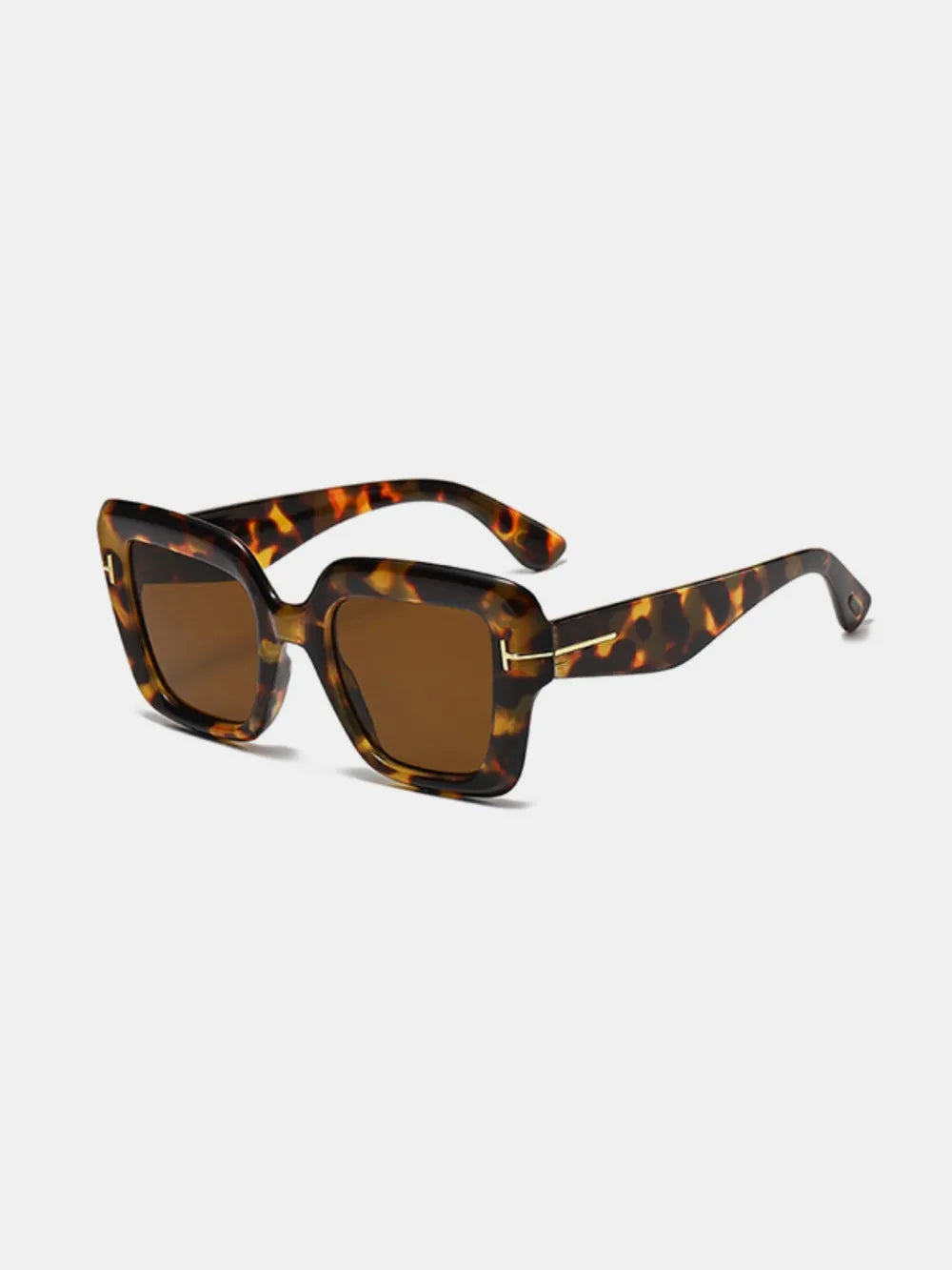 Polycarbonate Frame Square Sunglasses Brown One Size - Fashorio